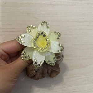 Yellow Floral Hair Scrunchie